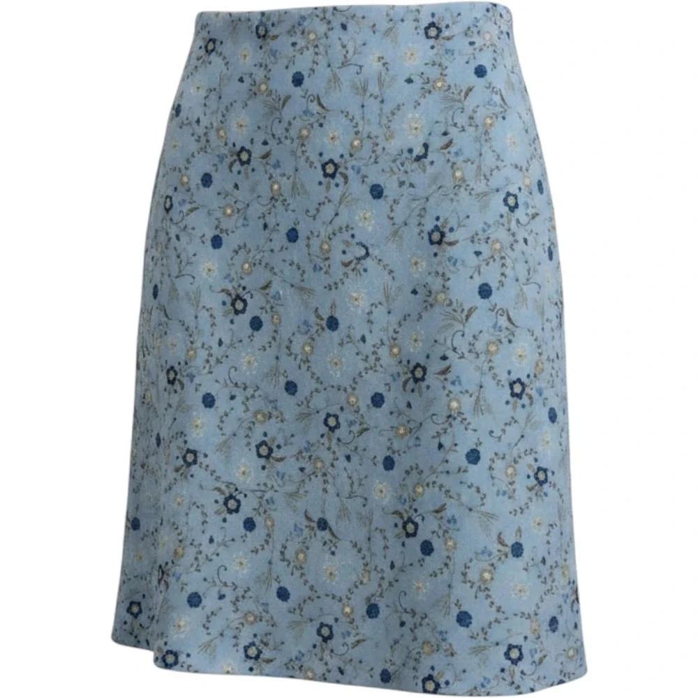 Teaze Floral Mini Skirt Womens Small Blue 90s Y2K Lettuce Edge Beaded Tie Boho